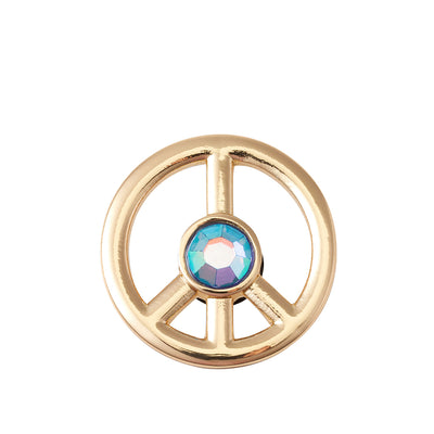 Jibbitz™ Charm Gold Peace Sign with Pink Gem