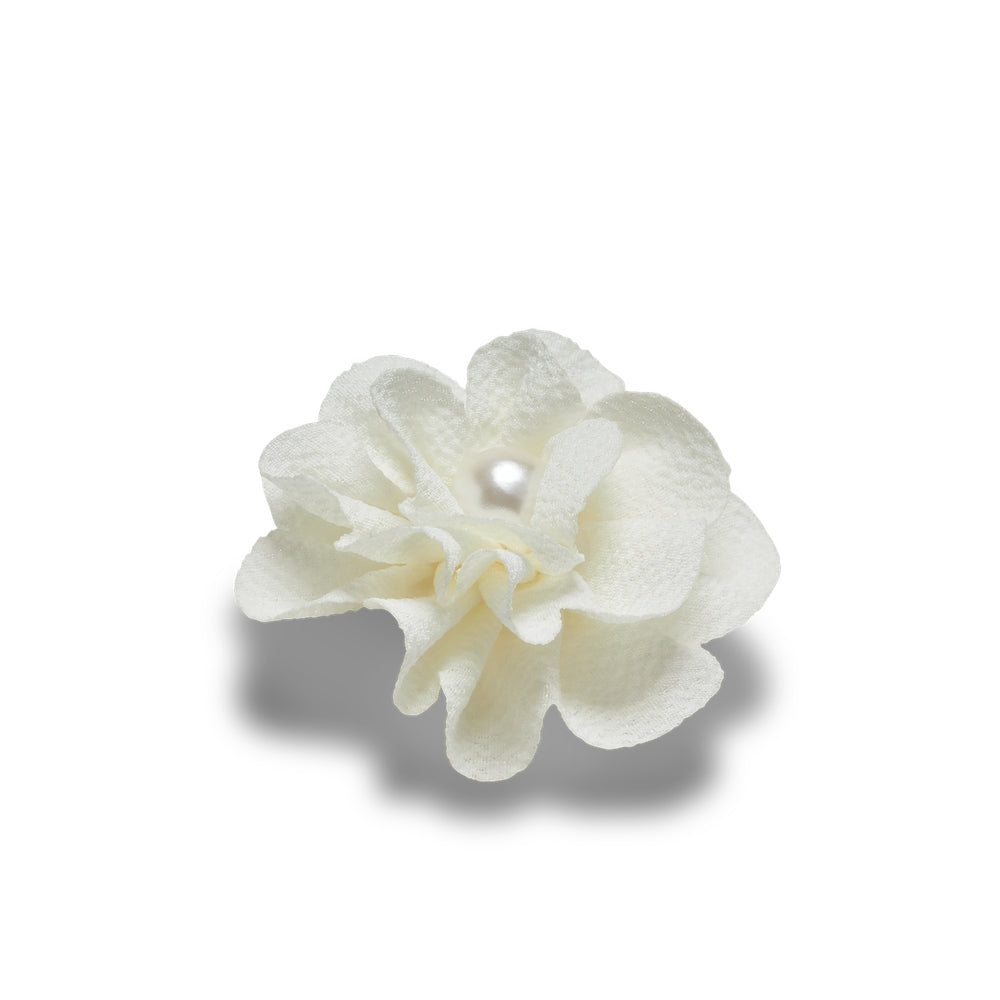 Jibbitz™ Charm White Fabric Flower With Pearl