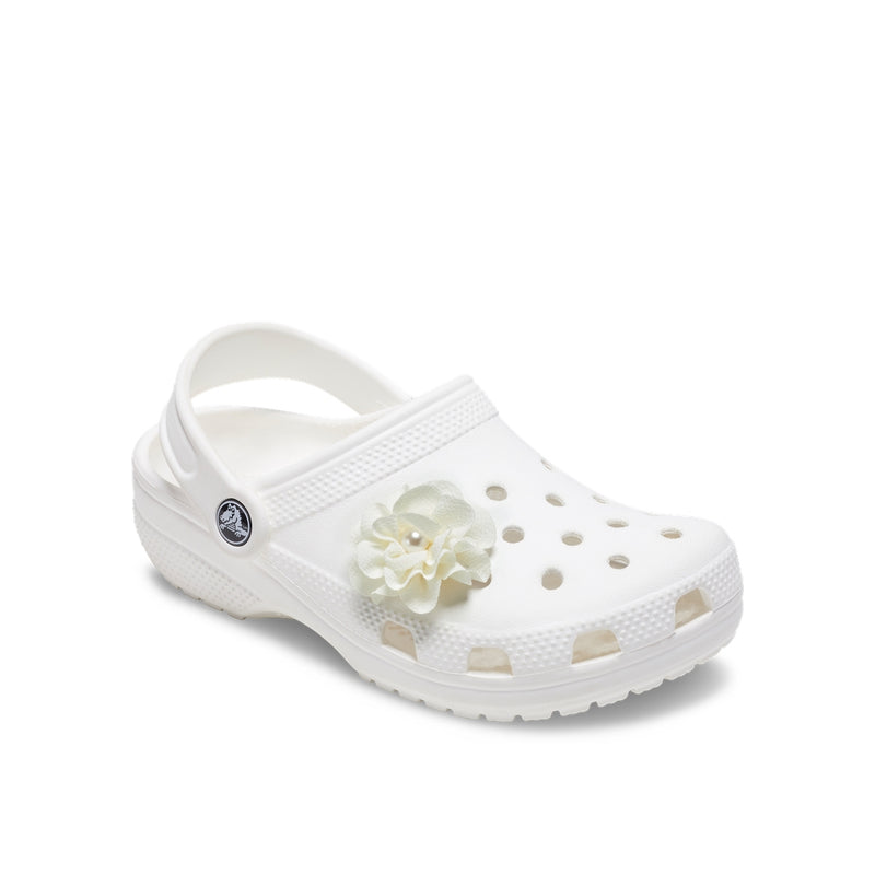 Jibbitz™ Charm White Fabric Flower With Pearl