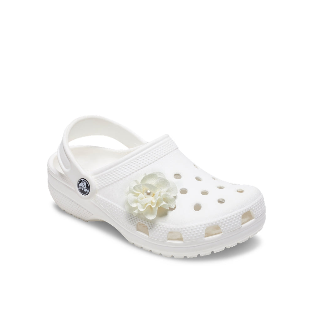 Jibbitz™ Charm White Fabric Flower With Pearl