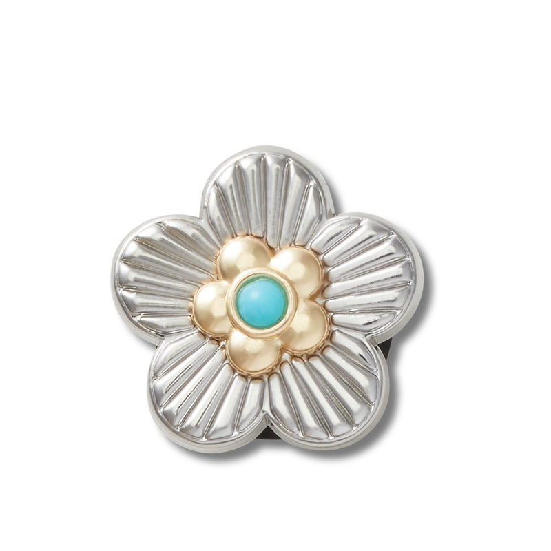 Jibbitz™ Charm Silver Turquoise Flower