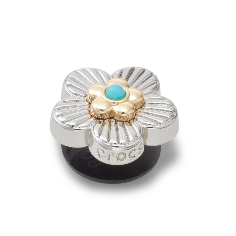 Jibbitz™ Charm Silver Turquoise Flower