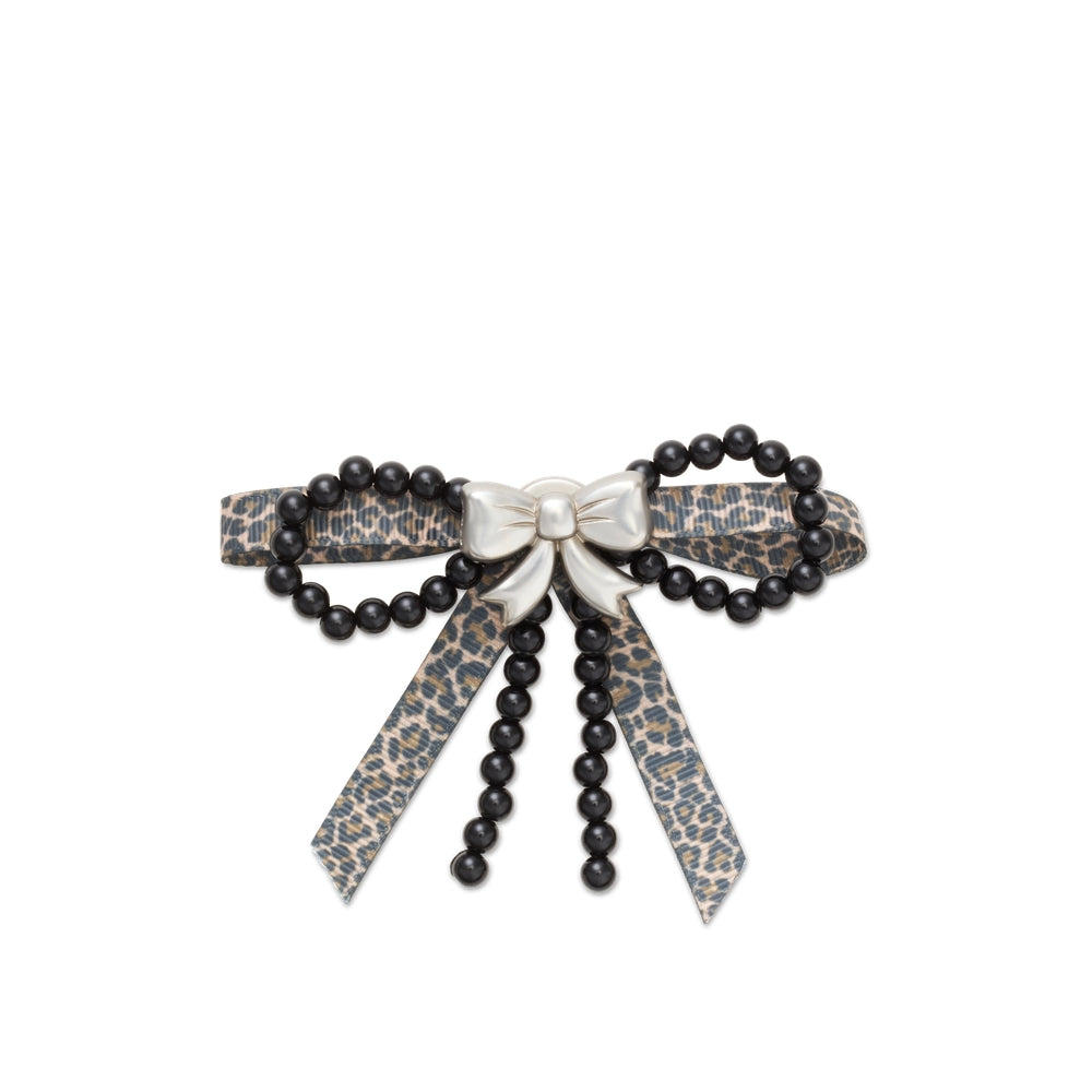 Jibbitz™ Charm Silver Cheetah Bow