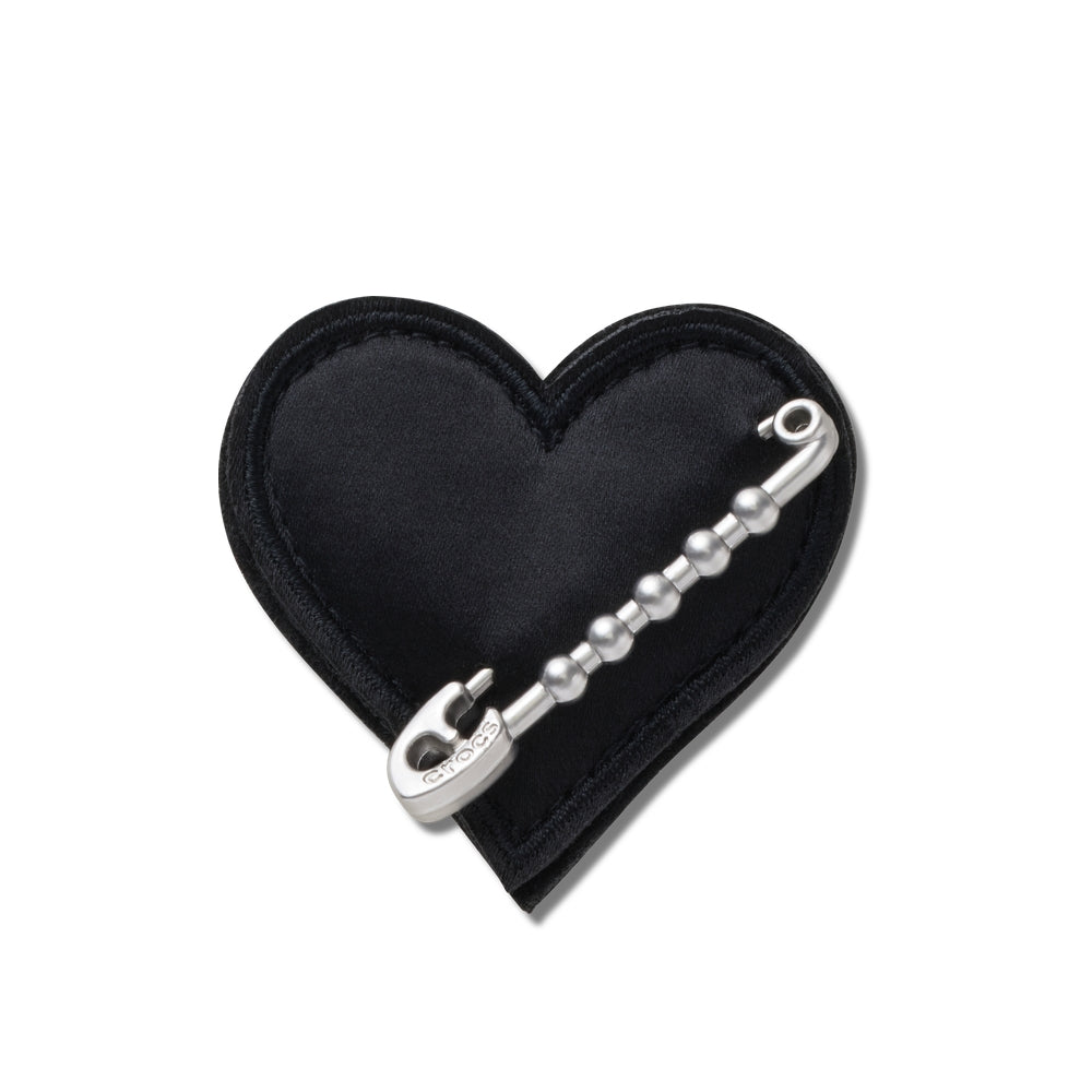 Jibbitz™ Charm Black Heart With Safety Pin