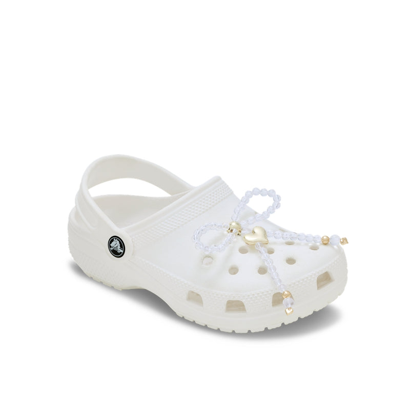 Jibbitz™ Charm Beaded Bow with Gold Heart
