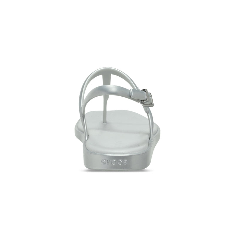 Dép Xỏ Ngón Nữ Crocs Miami Metallic Thong - Silver