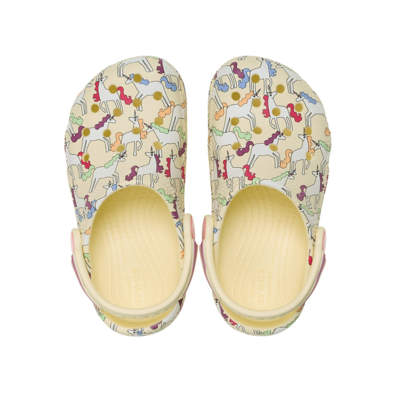 Giày Clog Trẻ Em Crocs Toddler Classic Unicorn Graphic - Yellow Light