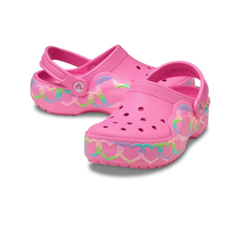 Giày Clog Trẻ Em Crocs Classic Heart Lights - Pink