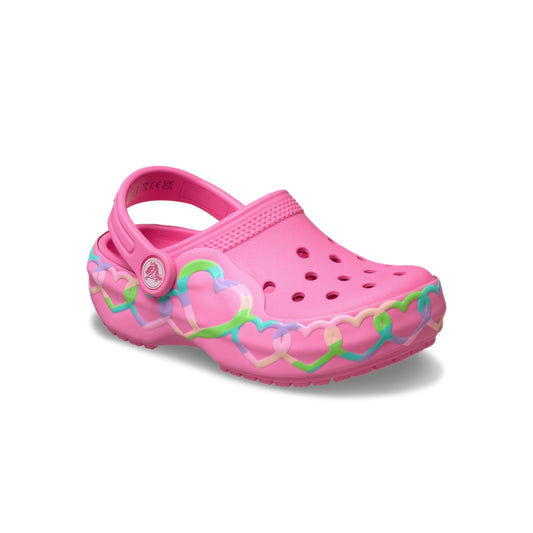 Giày Clog Trẻ Em Crocs Toddler Classic Heart Lights - Pink Lemonade