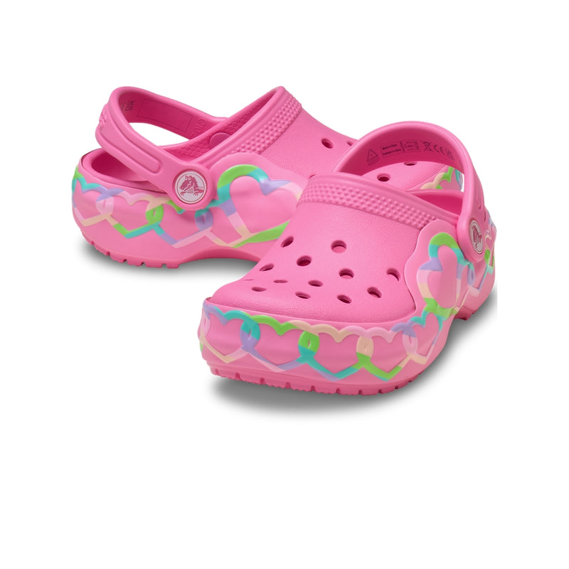Giày Clog Trẻ Em Crocs Toddler Classic Heart Lights - Pink Lemonade