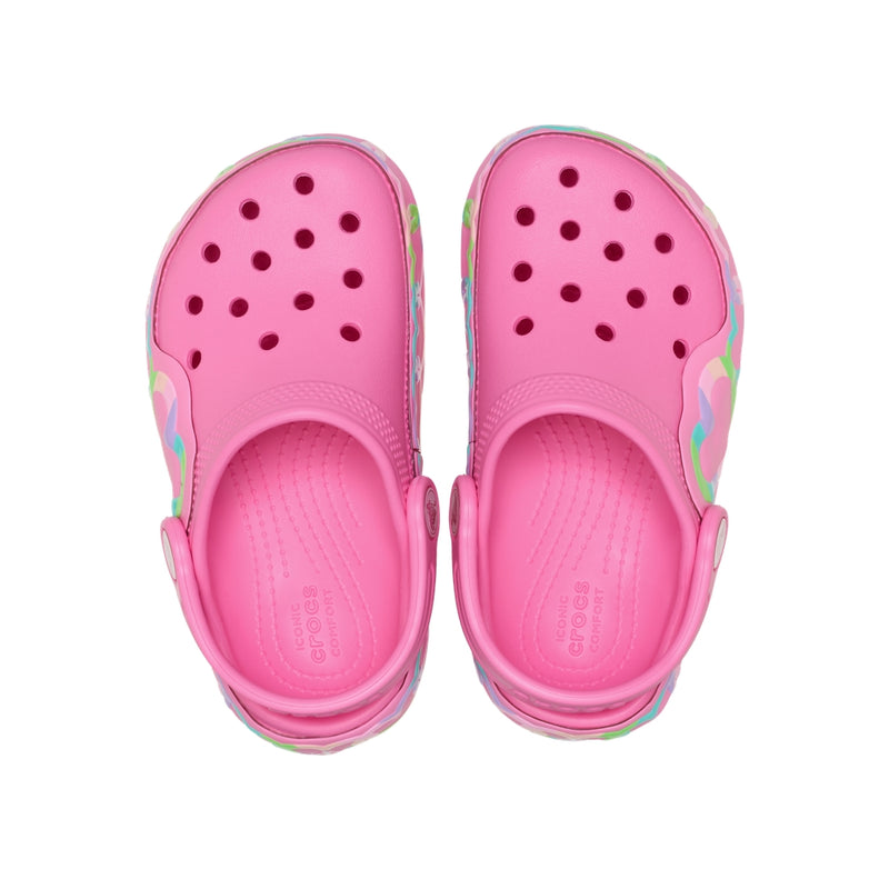 Giày Clog Trẻ Em Crocs Toddler Classic Heart Lights - Pink Lemonade