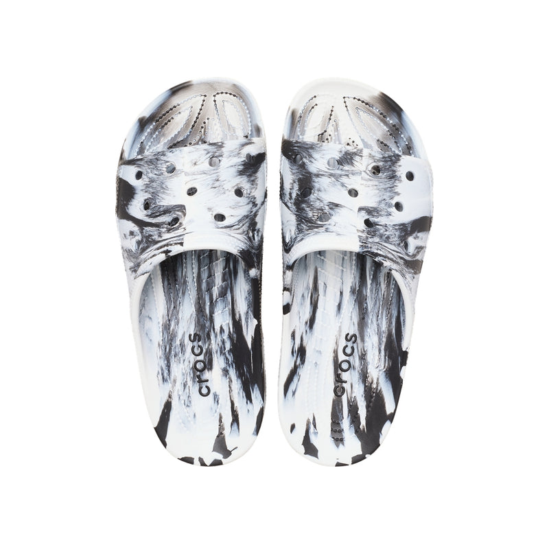 Dép Quai Ngang Nam Crocs Saturday Marbled - Black/White