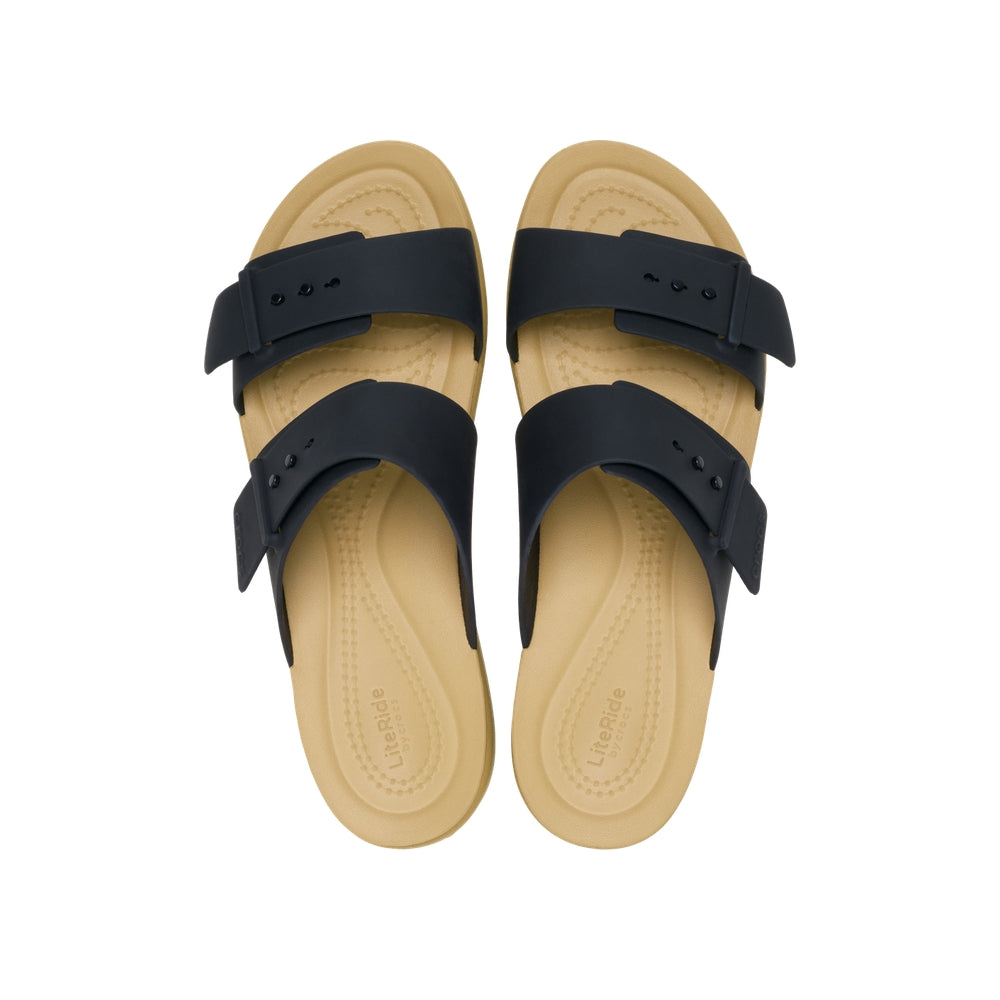 Dép Xăng Đan Nữ Crocs Brooklyn Buckle Low Low - Black/Tan