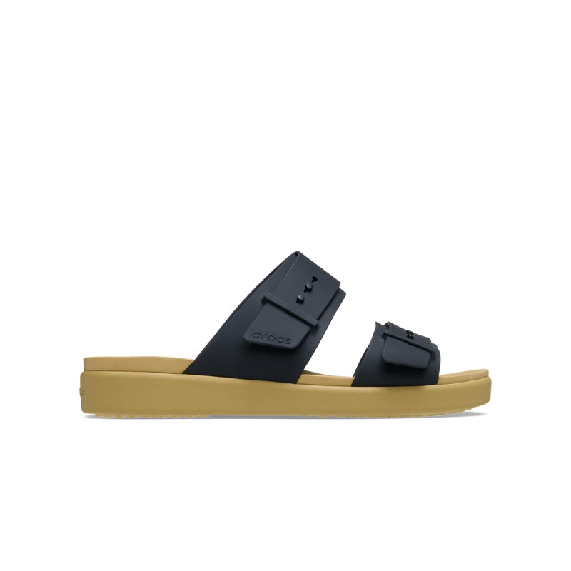 Dép Xăng Đan Nữ Crocs Brooklyn Buckle Low Low - Black/Tan