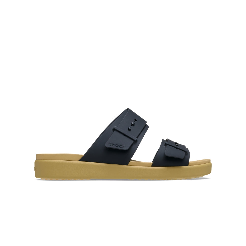 Dép Xăng Đan Nữ Crocs Brooklyn Buckle Low Low - Black/Tan