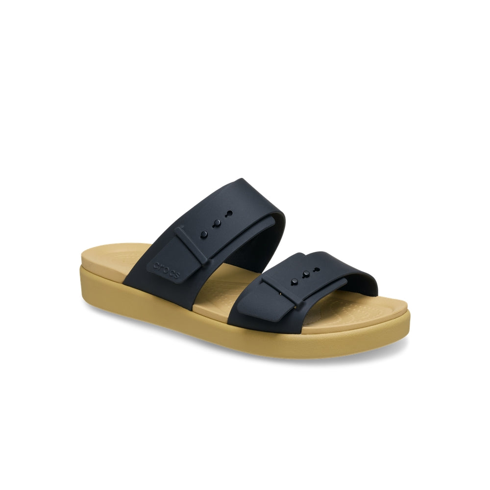 Dép Xăng Đan Nữ Crocs Brooklyn Buckle Low Low - Black/Tan
