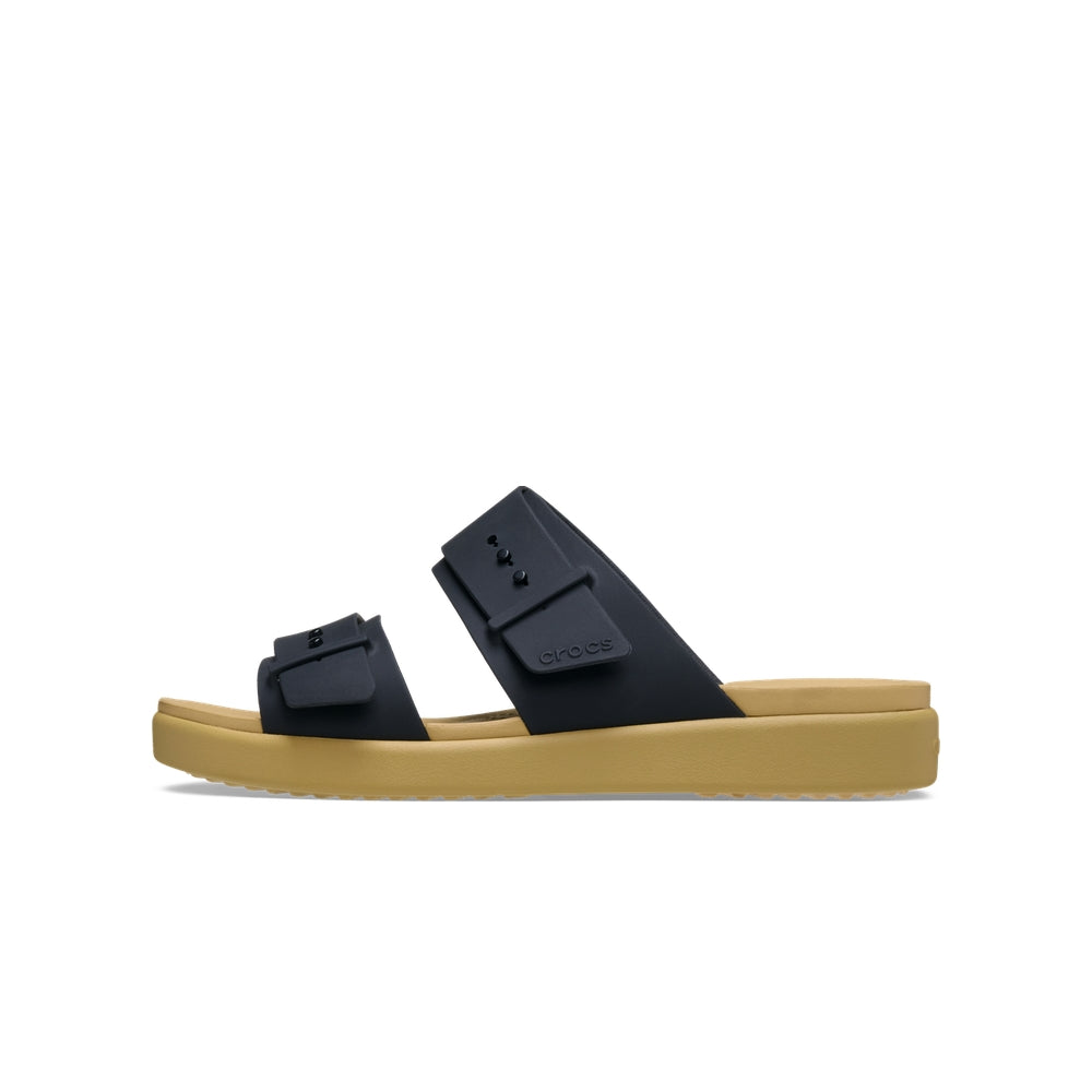 Dép Xăng Đan Nữ Crocs Brooklyn Buckle Low Low - Black/Tan