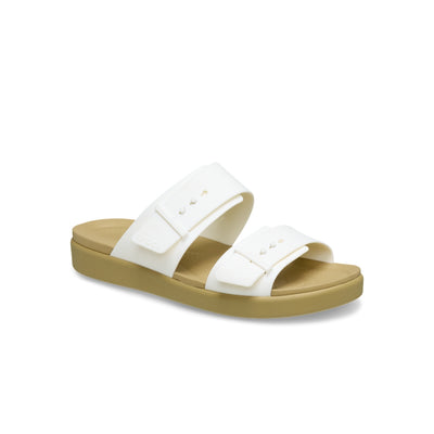 Dép Xăng Đan Nữ Crocs Brooklyn Buckle Low Low - Chalk/Tan