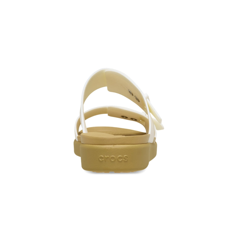 Dép Xăng Đan Nữ Crocs Brooklyn Buckle Low Low - Chalk/Tan