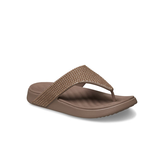 Dép Xỏ Ngón Nữ Crocs Getaway Gems Triangle - Latte