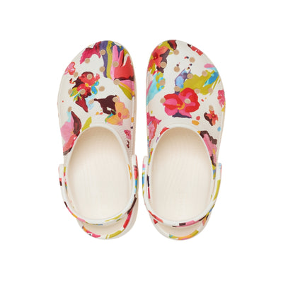 Giày Clog Nữ Crocs Classic Platform Painted Floral - Chalk