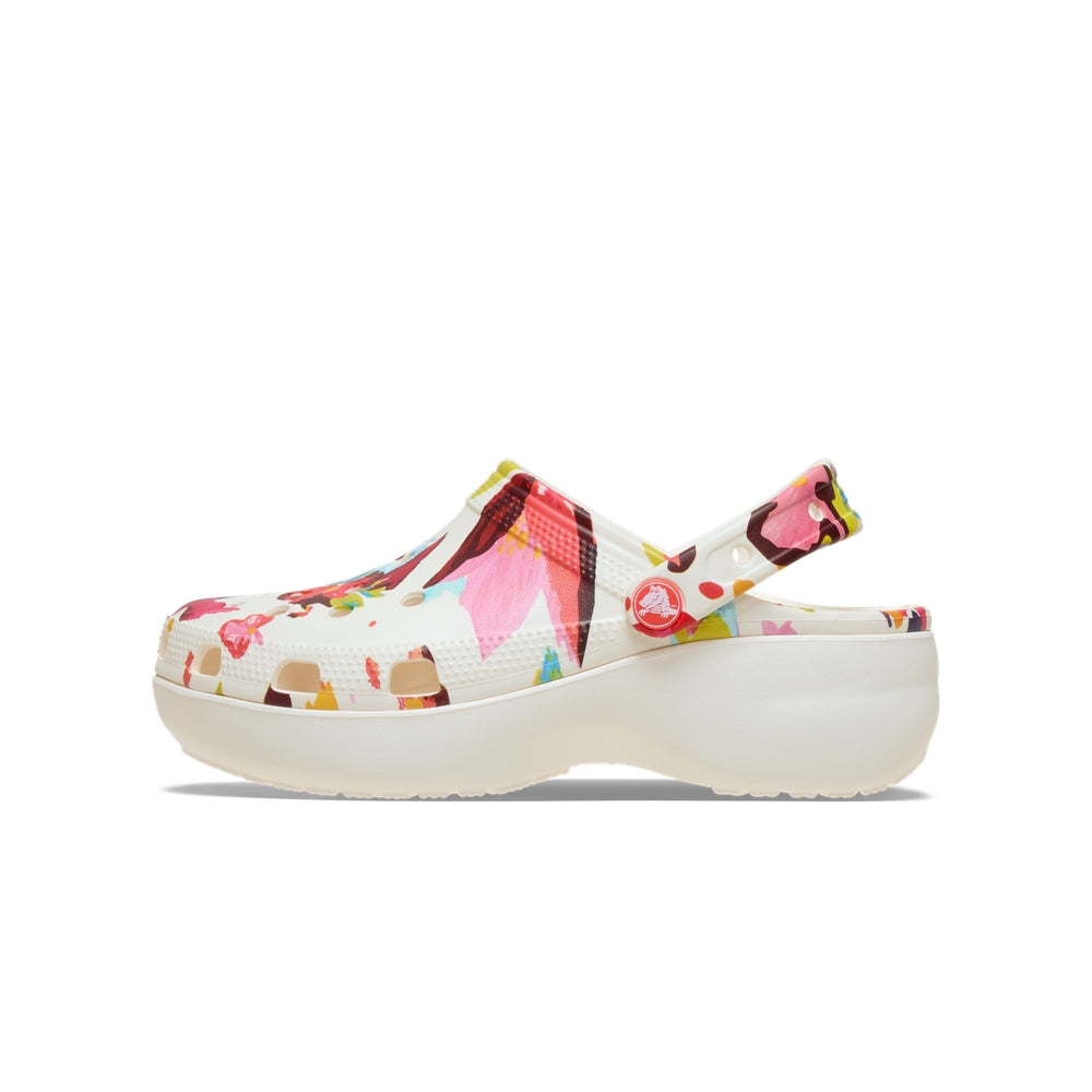 Giày Clog Nữ Crocs Classic Platform Painted Floral - Chalk