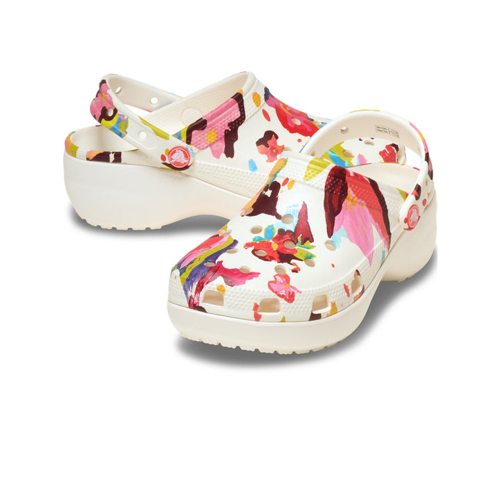 Giày Clog Nữ Crocs Classic Platform Painted Floral - Chalk - Crocs™ Việt Nam