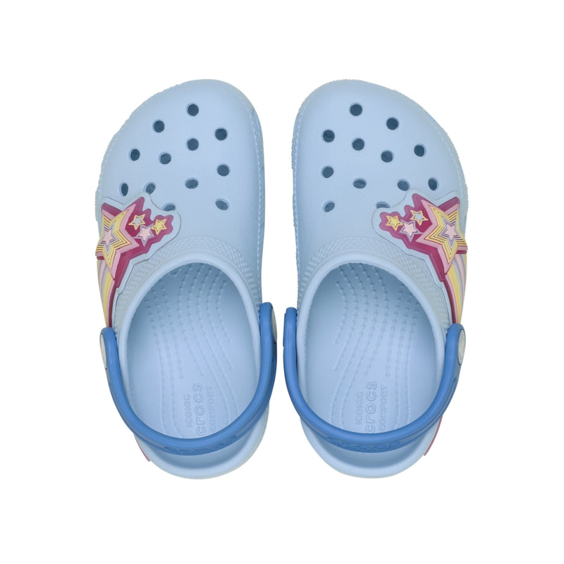 Giày Clog Trẻ Em Crocs Toddler Classic Star Lights - Blue Frost