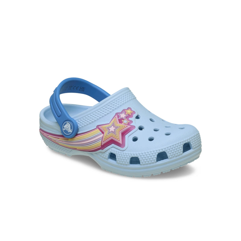 Giày Clog Trẻ Em Crocs Toddler Classic Star Lights - Blue Frost