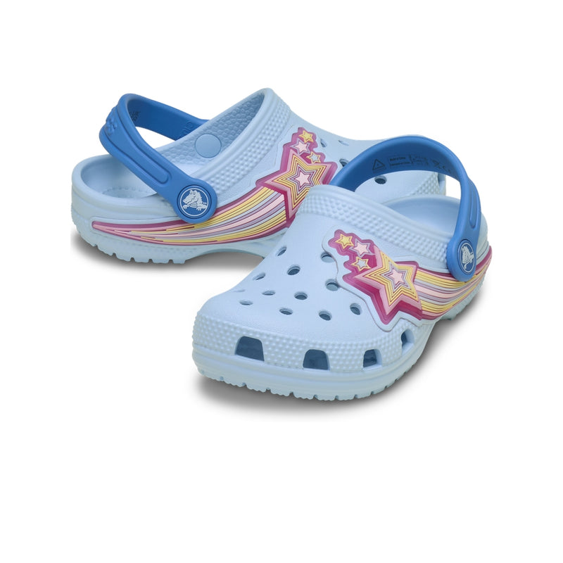 Giày Clog Trẻ Em Crocs Toddler Classic Star Lights - Blue Frost