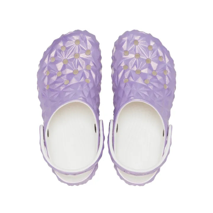 Giày Clog Trẻ Em Crocs Classic Iridescent Geometric - White
