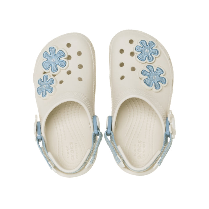 Giày Clog Trẻ Em Crocs Toddler Classic Denim Flower - Summit White - Crocs™ Việt Nam