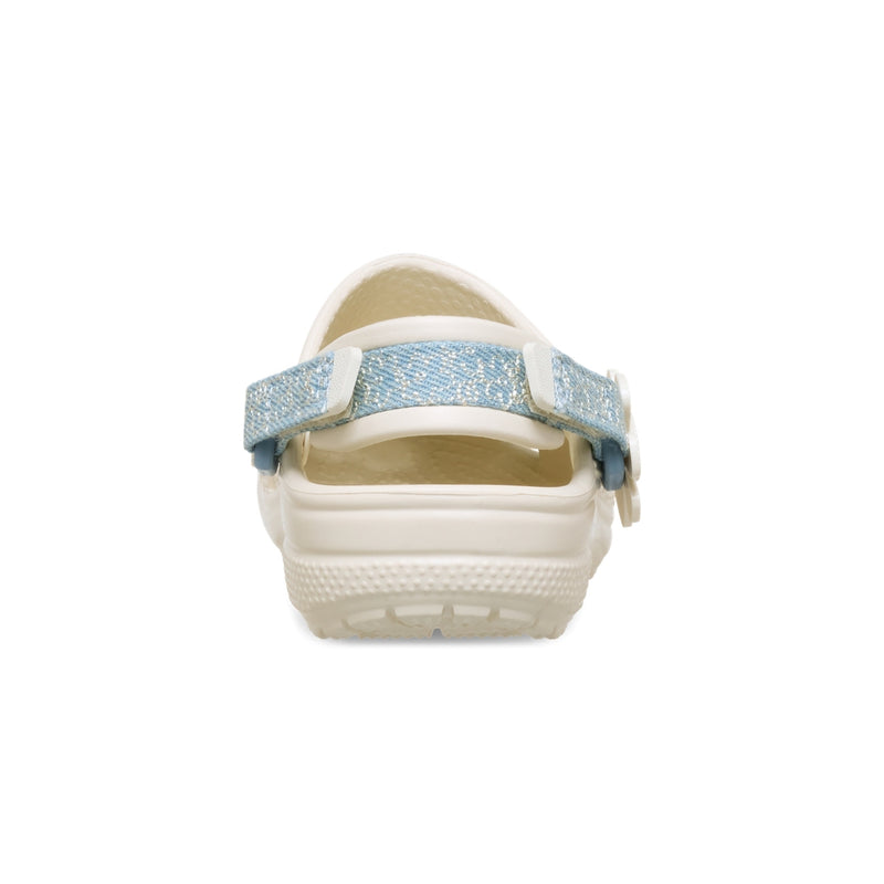 Giày Clog Trẻ Em Crocs Toddler Classic Denim Flower - Summit White