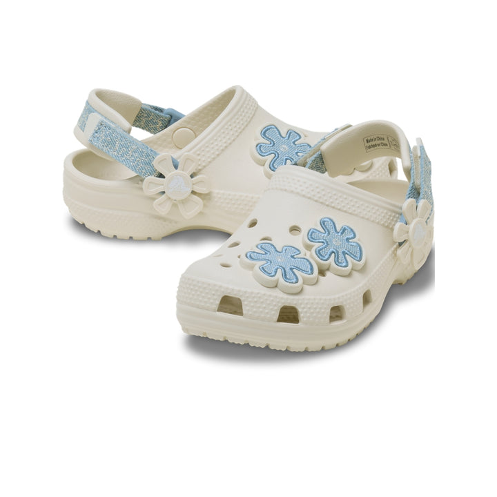 Giày Clog Trẻ Em Crocs Toddler Classic Denim Flower - Summit White - Crocs™ Việt Nam