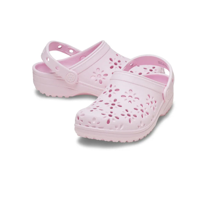 Giày Clog Trẻ Em Crocs Toddler Classic Floral Cutout - Pink Milk - Crocs™ Việt Nam
