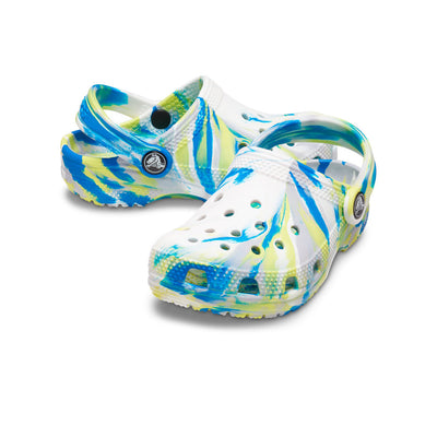 Giày Clog Trẻ Em Crocs Toddler Marbled Classic - White Colbalt