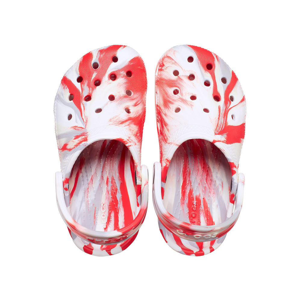 Giày Clog Trẻ Em Crocs Toddler Marbled Classic - White/Flame