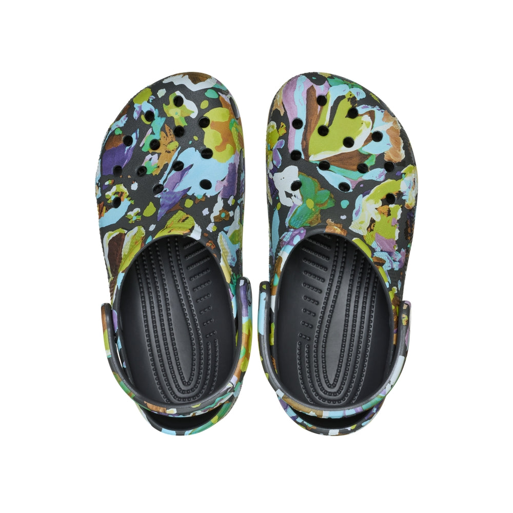 Giày Clog Unisex Crocs Classic Painted Floral - Black Sand