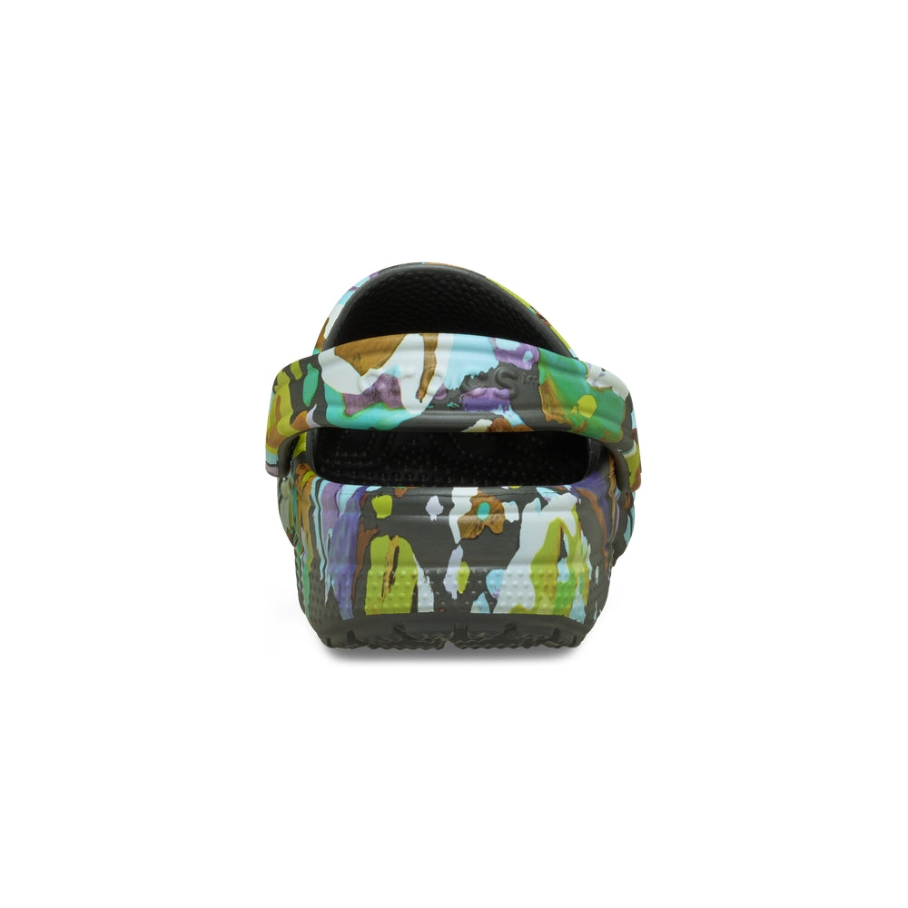 Giày Clog Unisex Crocs Classic Painted Floral - Black Sand