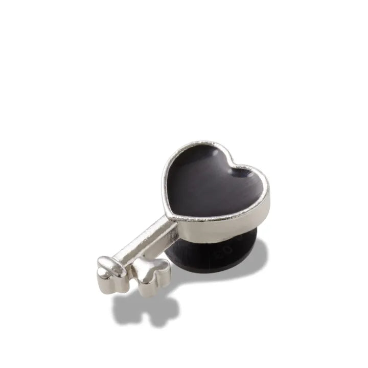 Jibbitz™ Charm Silver And Black Heart Key