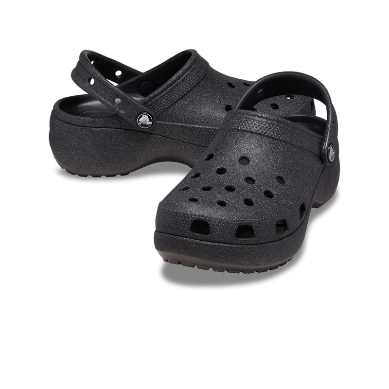 Giày Clog Nữ Crocs Classic Platform Glitter - Black
