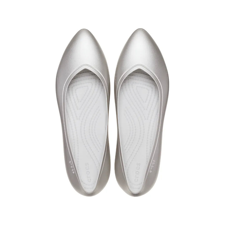 Giày Đế Bệt Nữ Crocs Brooklyn Metallic Pointed - Silver - Crocs™ Việt Nam