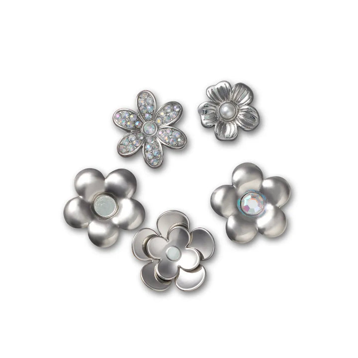 Jibbitz™ Charm Monochrome Silver Flowers 5 - Crocs™ Việt Nam