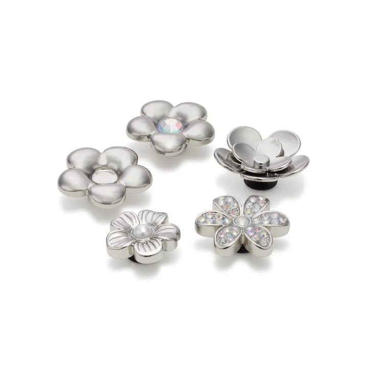 Jibbitz™ Charm Monochrome Silver Flowers 5 - Crocs™ Việt Nam