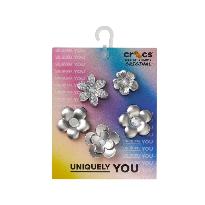 Jibbitz™ Charm Monochrome Silver Flowers 5 - Crocs™ Việt Nam