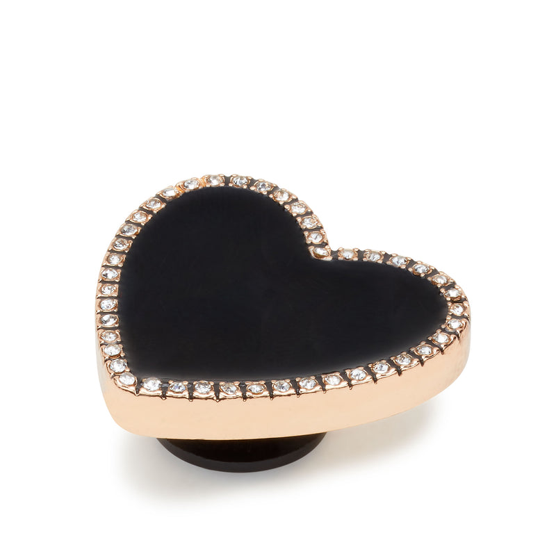 Jibbitz™ Charms Black Heart with Gold Outline